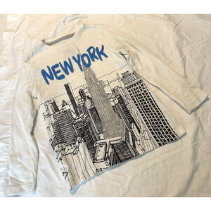 Wonder Nation New York Skyline White/Black/Blue XS (4-5)Tshirt Long Sleeve